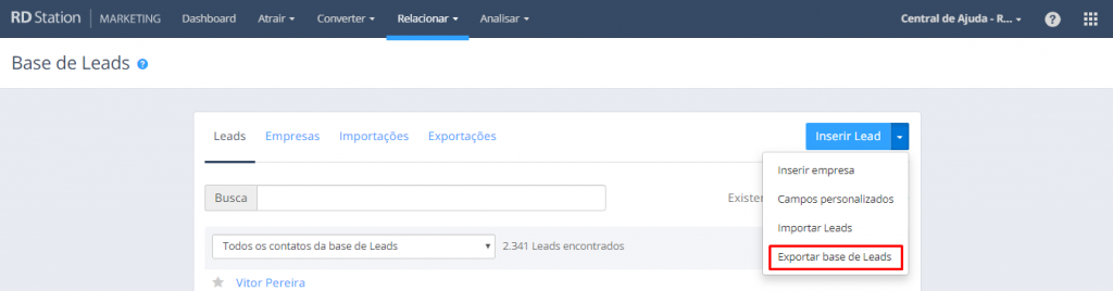 Importação e exportação no RD Station CRM