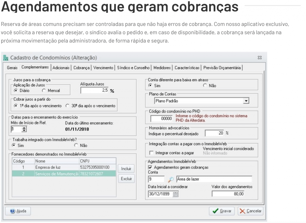 Controle de agendamentos do Alterdata Immobile
