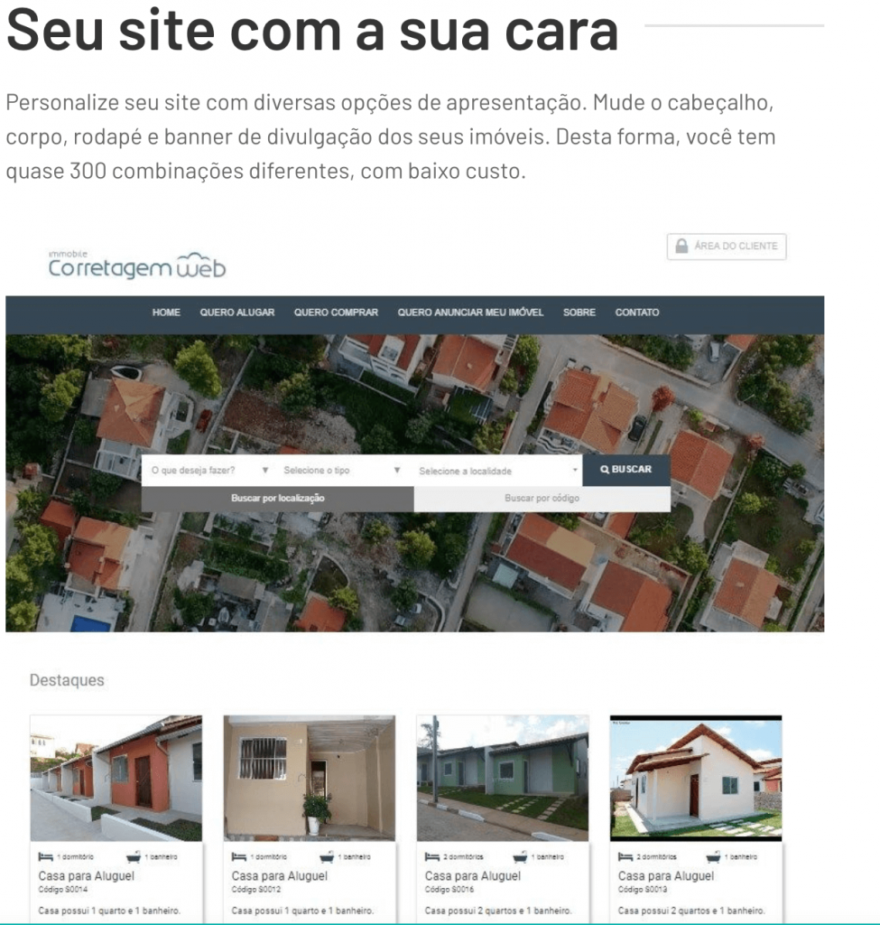 Personalização de site do Alterdata Immobile