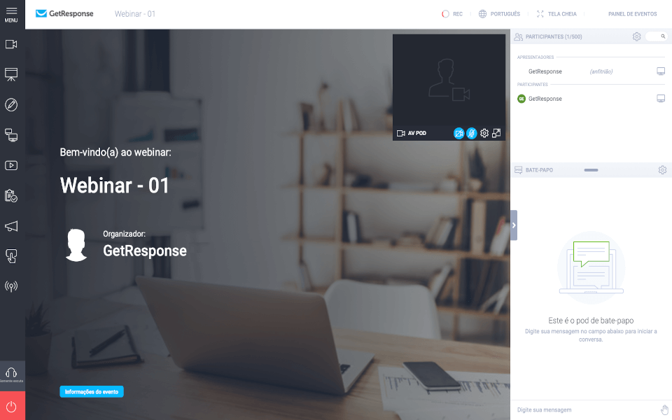 Tela webinar getresponse