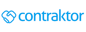 Contraktor na B2B Stack Logotipo da Contraktor em cor azul clara com fundo branco