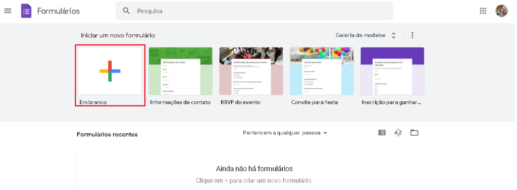 Google Forms na B2B Stack forms pré definidos