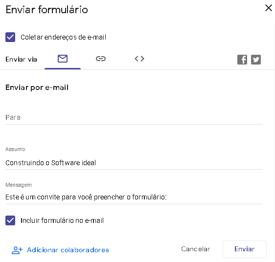 Google Forms na B2B Stack imagem com destaque no botão enviar que está localizado no canto inferior direito da tela