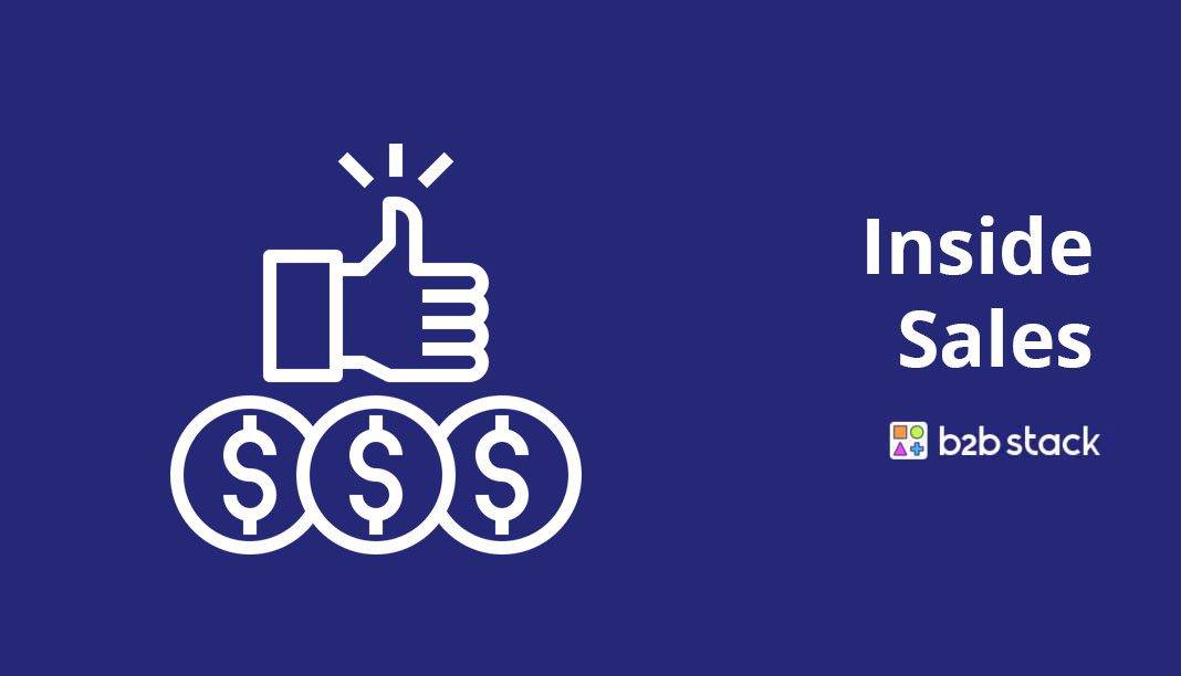 insides-sales imagem com fundo azul símbolo de curtir e cifrão com a frase inside sales