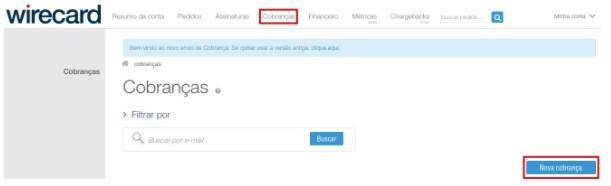 Wirecard na B2B Stack Tela de cobrança do software Wirecard
