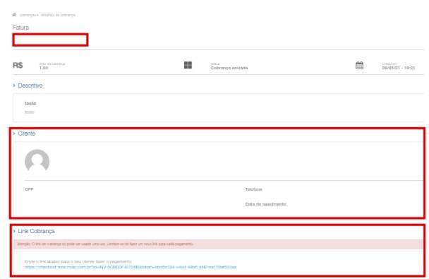 Wirecard na B2B Stack Tela para envio de cobrança com campos selecionados na cor vermelha