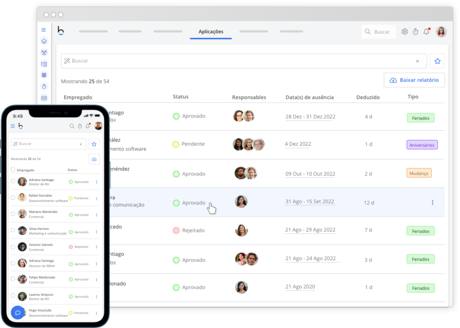 softwar de gestão de férias e ausência Bizneo Hr