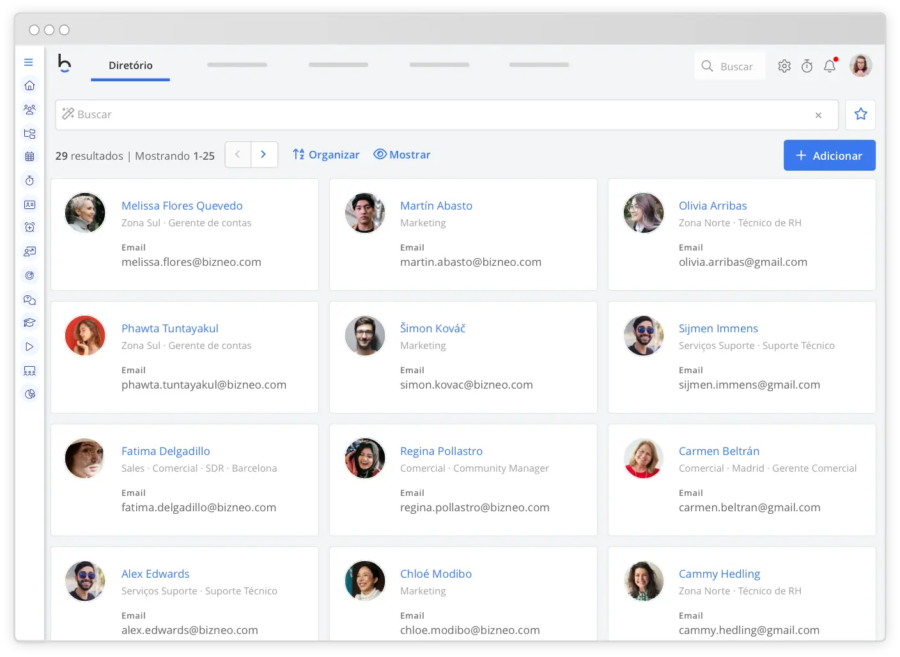 Cadastro de funcionários Bizneo HR