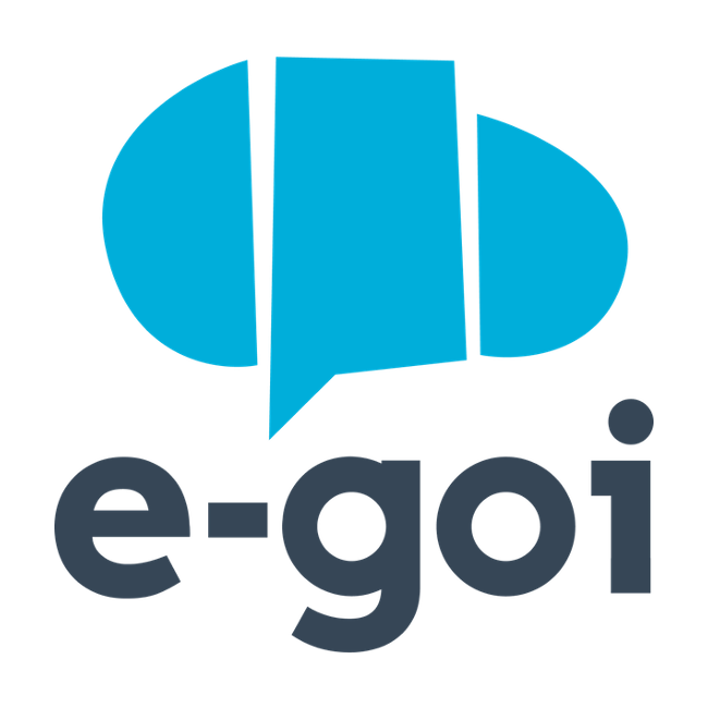 Imagem do logo da E-goi. O logo tem um balão simulando representando o balão de conversa azul 
