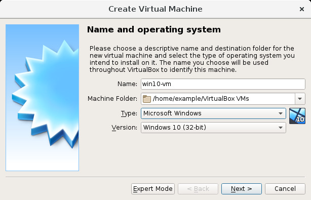 Aqui temos as opções de um VirtualBox de Windows 10