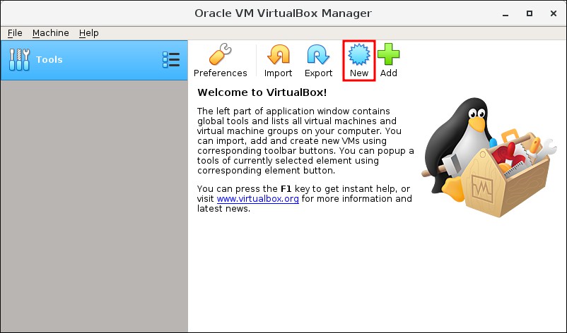 Imagem de uma virtualbox rodando no Linux.