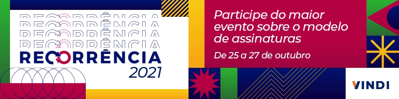 Banner do evento de recorrência da Vindi com diversas cores em blocos
