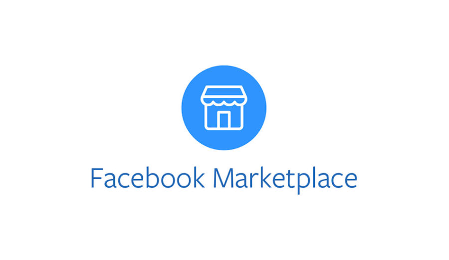 Logo do Facebook Marketplace com um circulo azul e um desenho de um tenda ao centro da tela