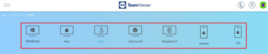 Imagem com fundo azul e com diversos ícones que mostram os dispositivos que o TeamViewer é utilizado