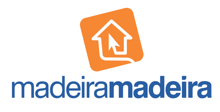 Logo do MadeiraMadeira com um quadrado laranja acima com um casa 