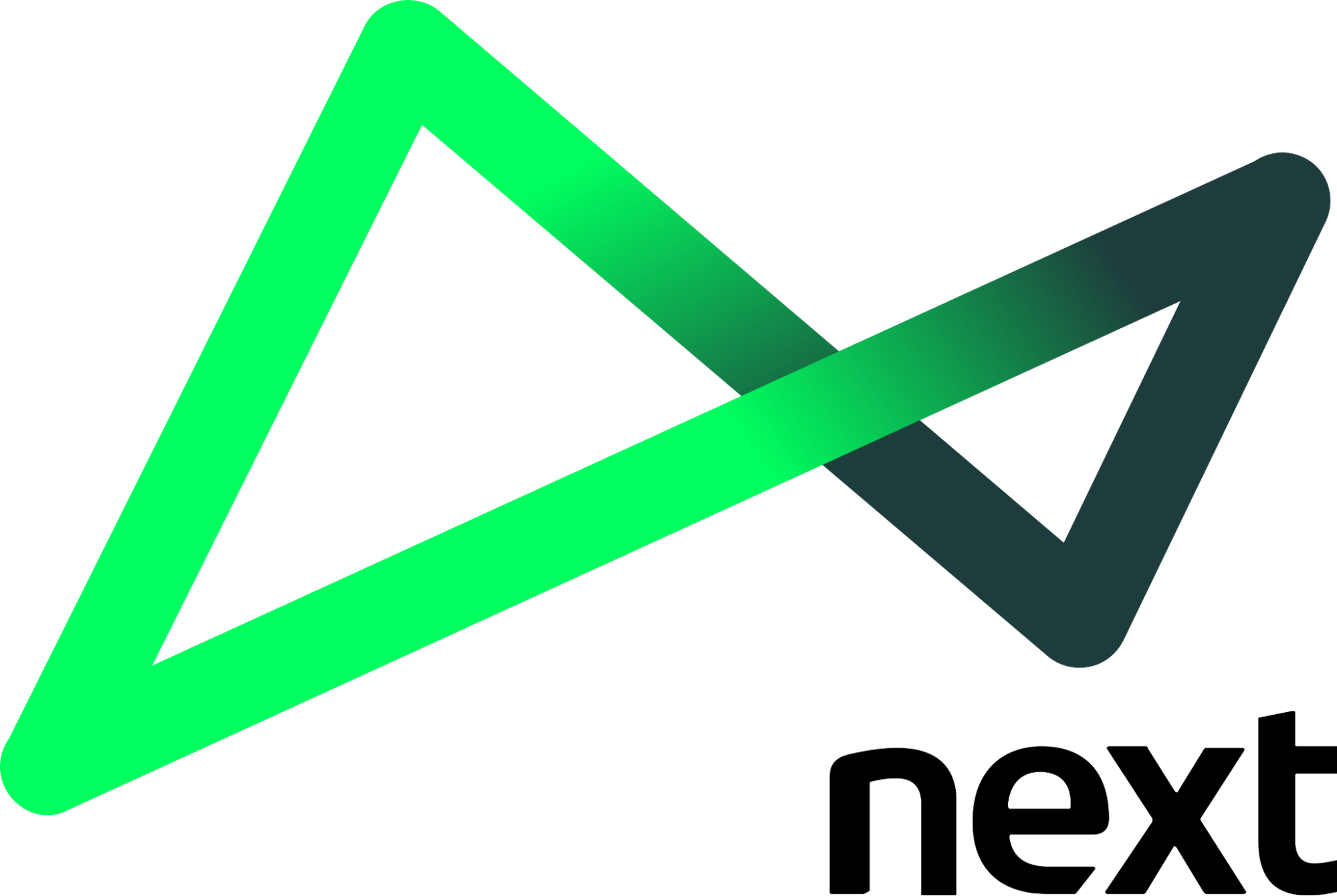 Logo do Banco Next com uma forma geométrica em tons de verde 