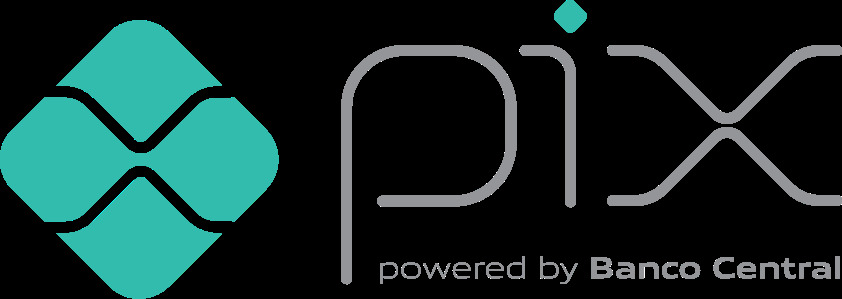 Logo do sistema de pagamentos Pix nas cores azul e preto