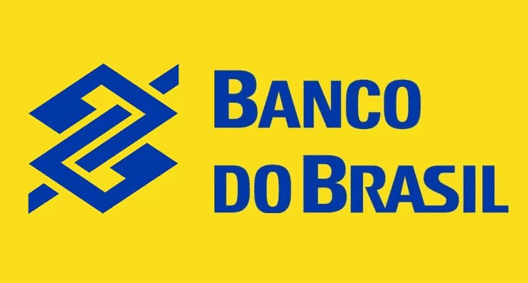 Logo do Banco do brasil com o fundo em amarelo e as letras em azul bancos digitais