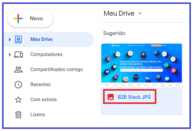 Google drive mostrando a sessão meu Drive