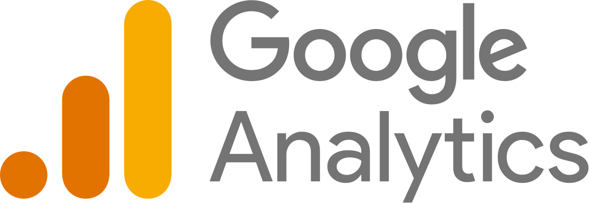 Imagem do Logo Google Analytics. Ao lado esquerda é tem linhas com tons de laranja sendo da esquerda pra direita uma menor a uma maior e o nome está escrito em cinza