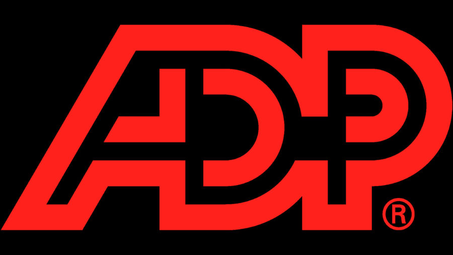 Logo da empresa ADP na cor vermelha