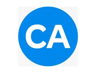 Logo da empresa Conta Azul. A imagem mostra um círculo de cor azul com as letras CA ao centro. As letras possuem a cor branca