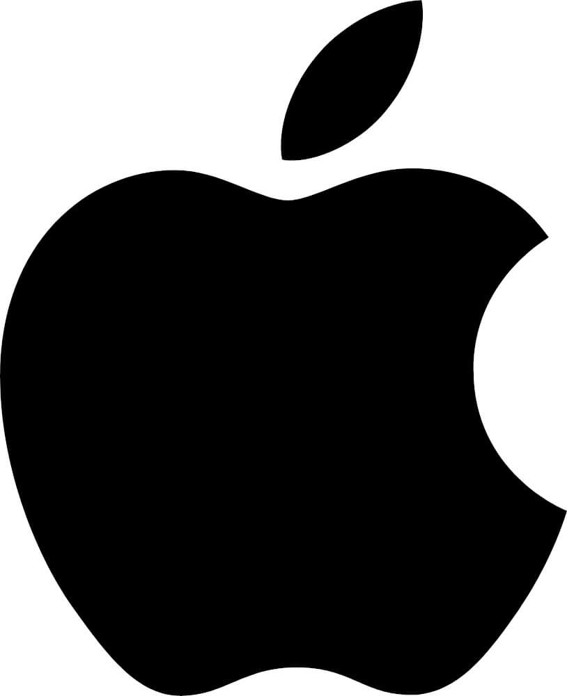 Logo da empresa Apple que o desenho de uma maçã mordida do lado direito