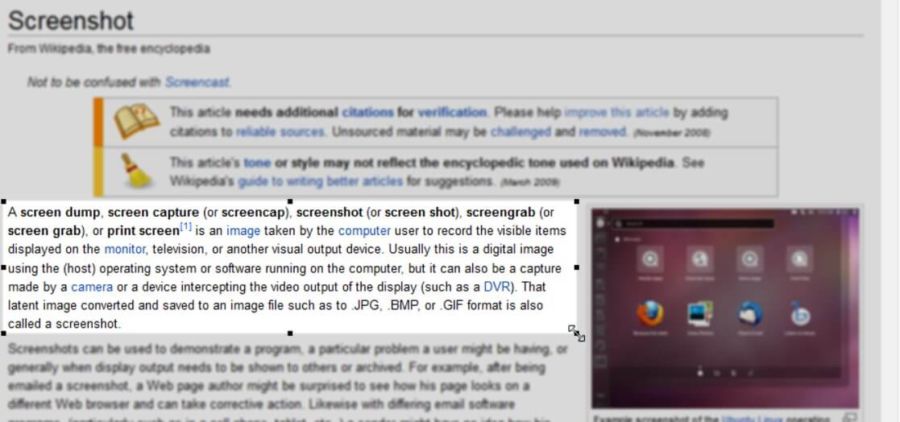 Imagem de uma página do Wikipedia onde existe um trecho de texto em foco com o restante da página está desfocada
