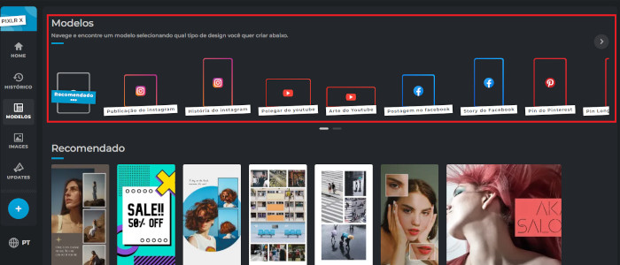 Imagem com diversos formatos onde o usuário escolhe para que suas imagens sejam redimensionadas 