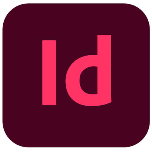 Logo do inDesign, produto da Adobe. A imagem mostra um quadrado de cor rosa com as letras 'id' dentro também de rosa só de rosa claro