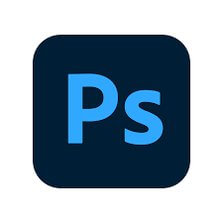 Logo do Photoshop, produto da Adobe. A imagem mostra um quadrado de cor azul com as letras 'Ps' dentro também de azul só de azul claro