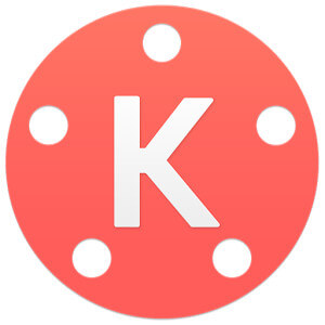 Logo da empresa KineMaster. O logo tem uma letra 'K' ao centro de um circulo de cor rosa