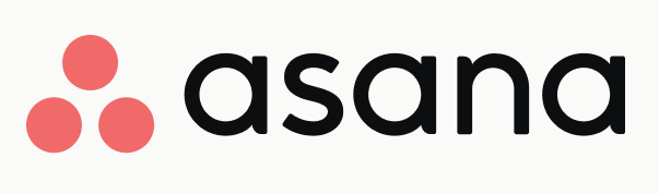 Logo do Asana, solução que auxilia na redução do retrabalho. As letras tem a cor preta e ao lado esquerdo a três círculos de cor rosa