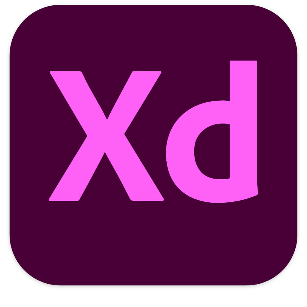 Logo do Adobe XD, produto da Adobe. A imagem mostra um quadrado de cor rosa com as letras 'xd' dentro também de rosa só de rosa claro