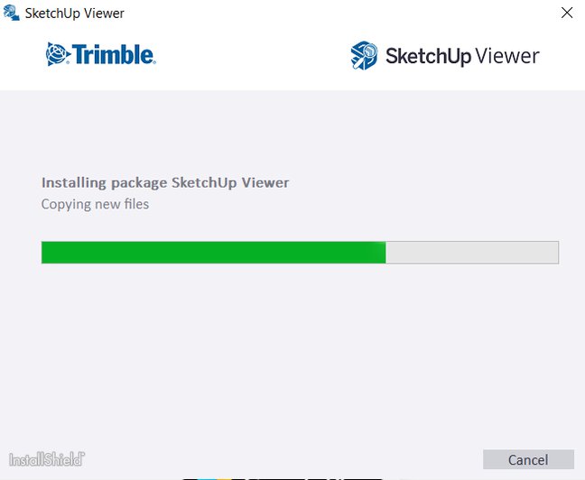 Imagem de uma barra de progresso verde mostrando a instalação do SketchUp no Windows
