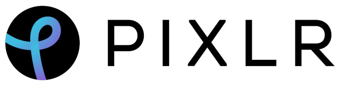 Logo da Pixlr. Existe um círculo do lado esquerdo do nome 