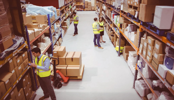 Imagem de trabalhadores em um estoque, relacionado a Supply Chain Management