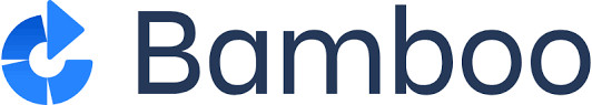 Logo do Bamboo da Atlassian. O logo possui uma seta azul apontando para direita e o nome ao lado escrito com a cor azul marinho