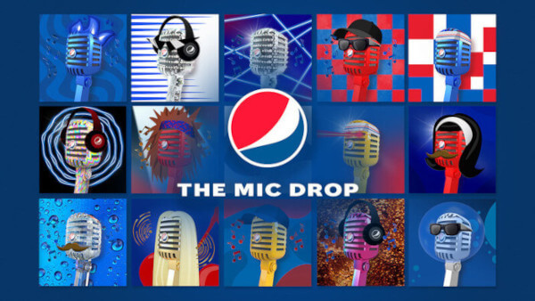 Conjunto de NFT da Pepsi. As imagens mostram um microfone estilizado de várias formas