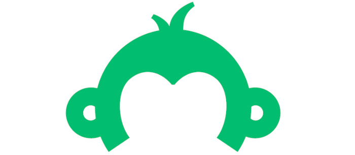 Logo do SurveyMonkey que possui uma silhueta de uma cabeça de macaco na cor verde