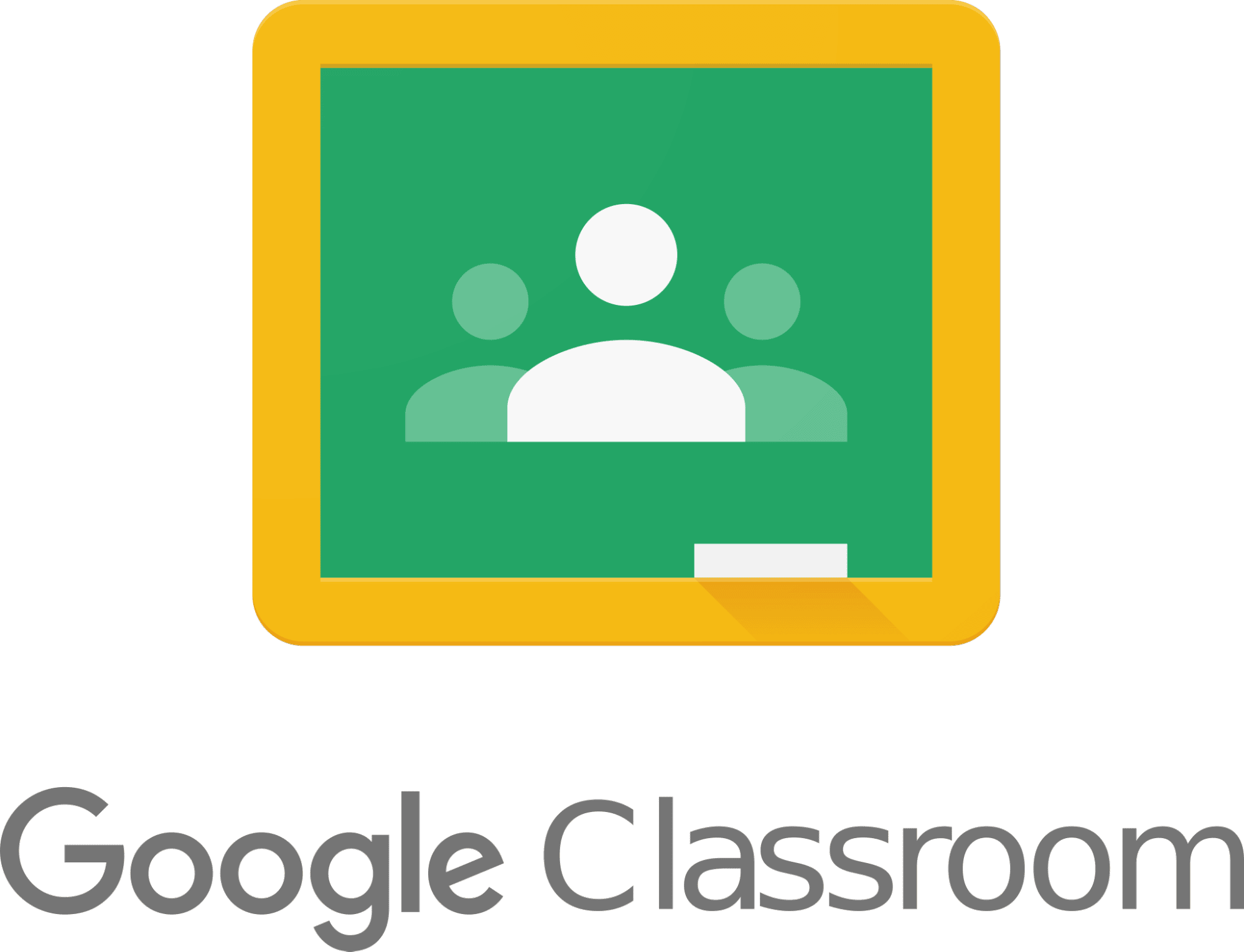 Logo do Google Classroom onde existe um quadro com desenho de três silhuetas