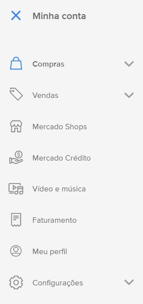 Imagem de um menu com opções que possuem ícones ao lado esquerdo para representar o que cada uma significa