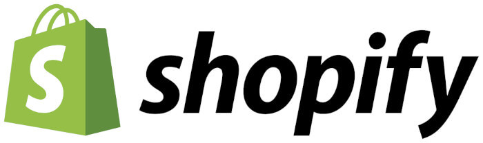 Logodo Shopify. O logo possui uma sacola verde com um S em branco ao lado esquerdo do nome