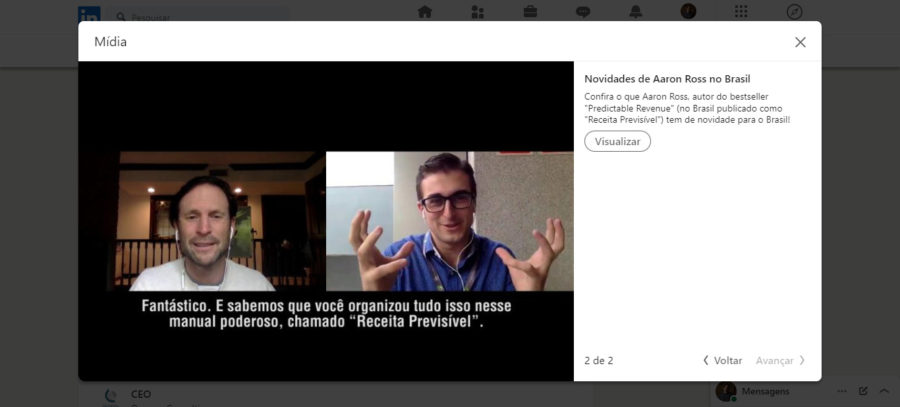 Eduardo Muller com Aaron Ross no LinkedIn 