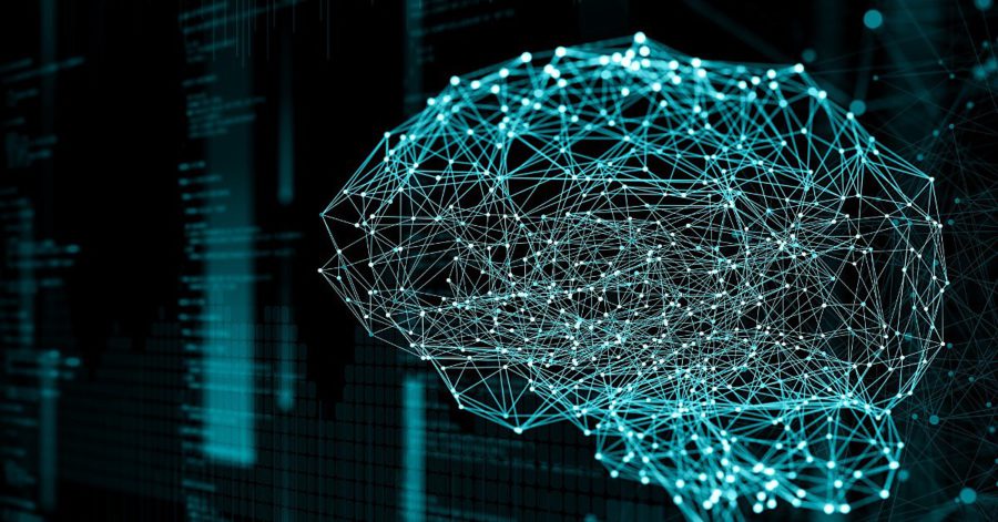 Inteligência artificial representada por um cérebro 