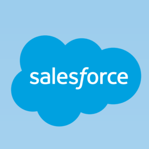 Simbolo da empresa Salesforce em azul com fundo azul claro